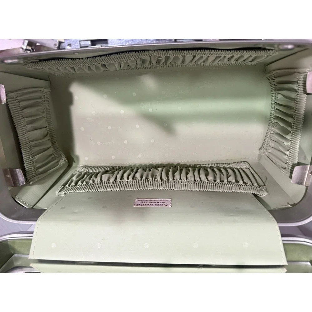 Vintage Samsonite Train Case Green Vanity Makeup Travel Case Tray Key & Mirror - Picture 5 of 7